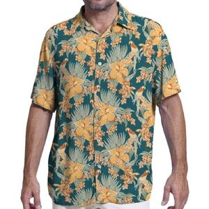 Jimmy Buffet Margaritaville short sleeve button down tropical parrot beach shirt